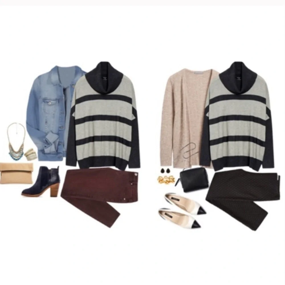 Stitch Fix l Colour Works Grey  Cowl Neck Sweater